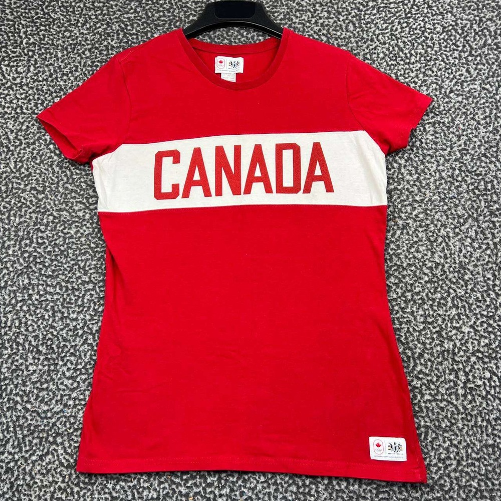 Hudsons Bay Canada Olympic Shirt Women Large Red Short Sleeve Crewneck L